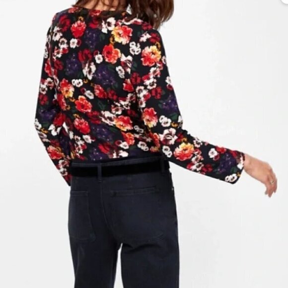 Zara Floral Faux Wrap Long Sleeve Bodysuit - Picture 3 of 14